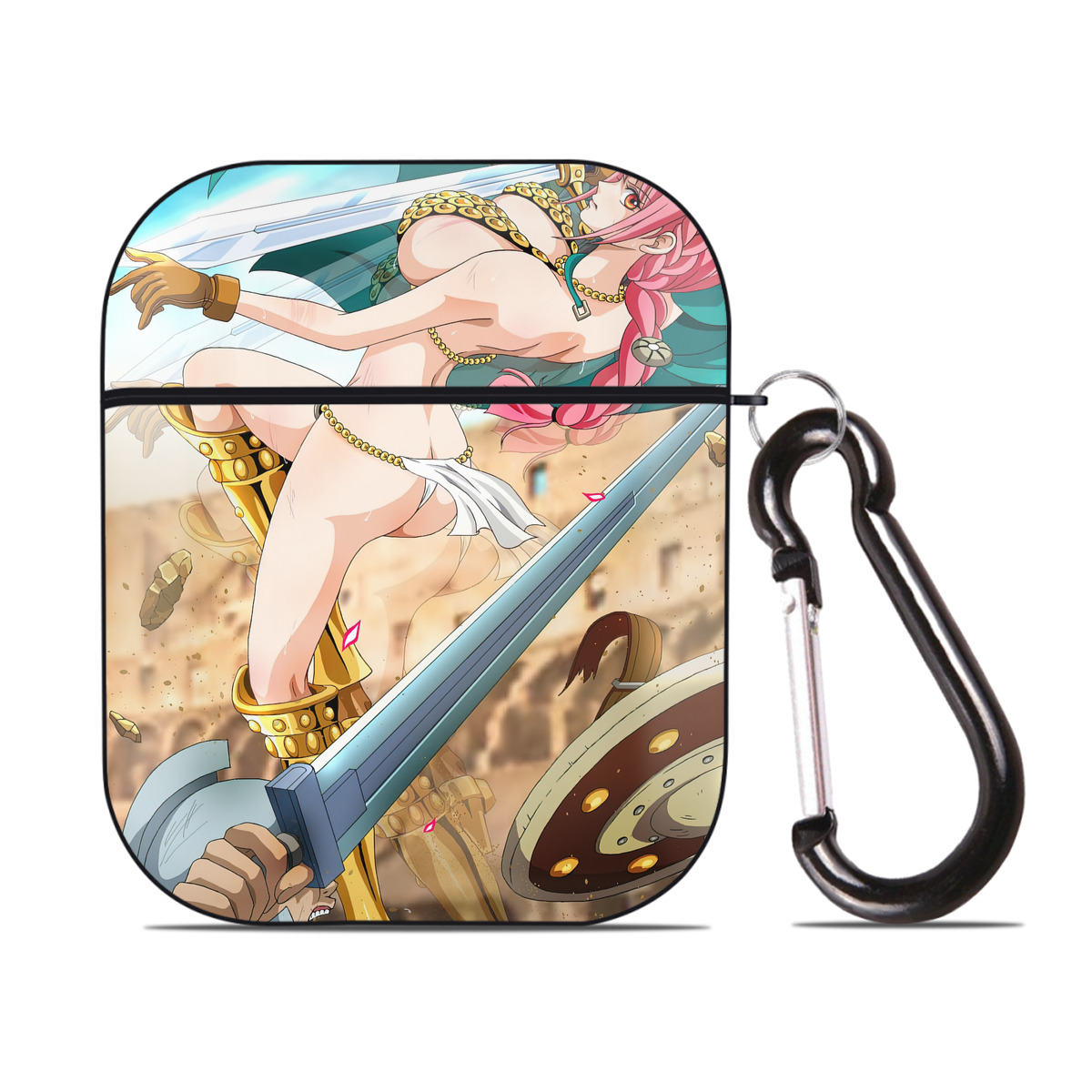 （画像用） ワンピース ONE PIECE AirPods 第2世代保護ケース ハードシェル ブラック 耐衝撃・防指紋・カラビナ付き
