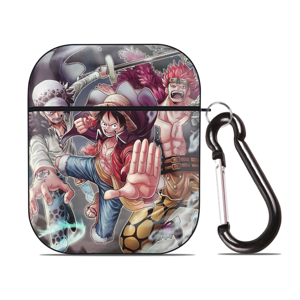 （画像用） ワンピース ONE PIECE AirPods 第2世代保護ケース ハードシェル ブラック 耐衝撃・防指紋・カラビナ付き