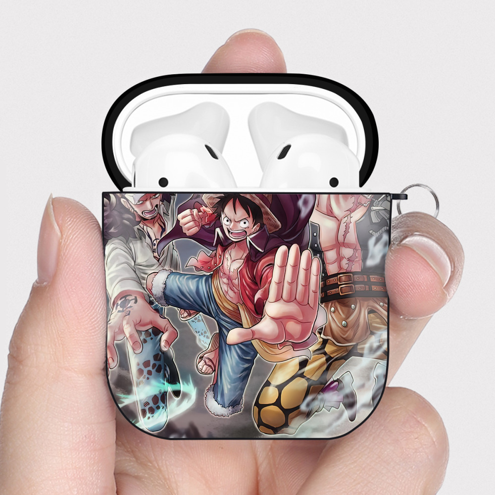 （画像用） ワンピース ONE PIECE AirPods 第2世代保護ケース ハードシェル ブラック 耐衝撃・防指紋・カラビナ付き