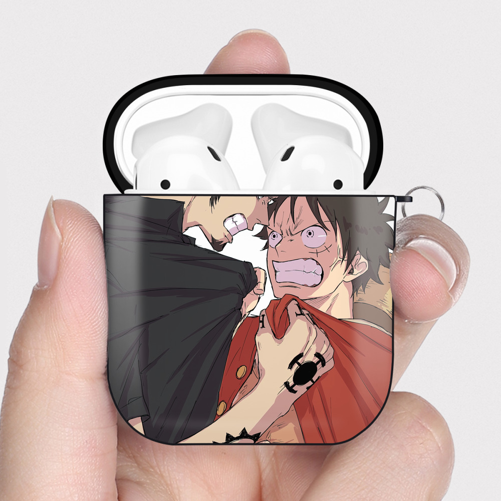 （画像用） ワンピース ONE PIECE AirPods 第2世代保護ケース ハードシェル ブラック 耐衝撃・防指紋・カラビナ付き