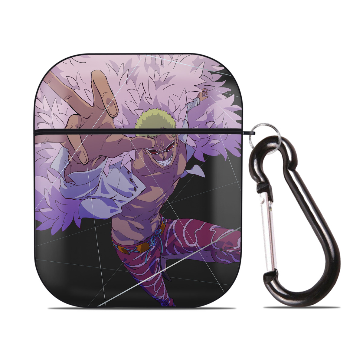 （画像用） ワンピース ONE PIECE AirPods 第2世代保護ケース ハードシェル ブラック 耐衝撃・防指紋・カラビナ付き