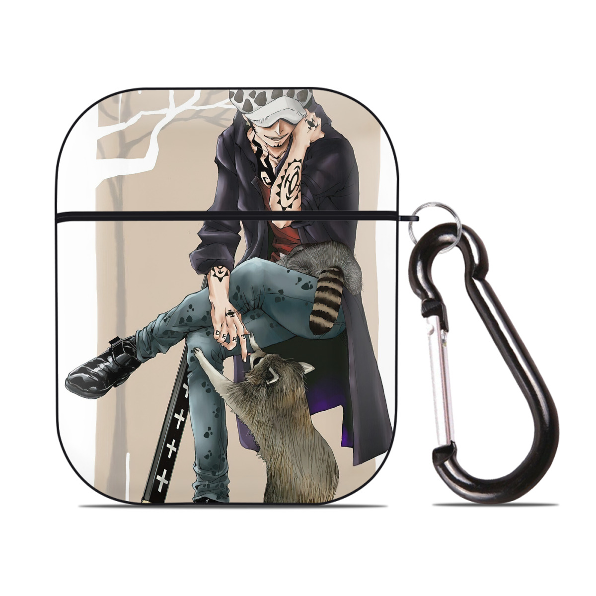 （画像用） ワンピース ONE PIECE AirPods 第2世代保護ケース ハードシェル ブラック 耐衝撃・防指紋・カラビナ付き