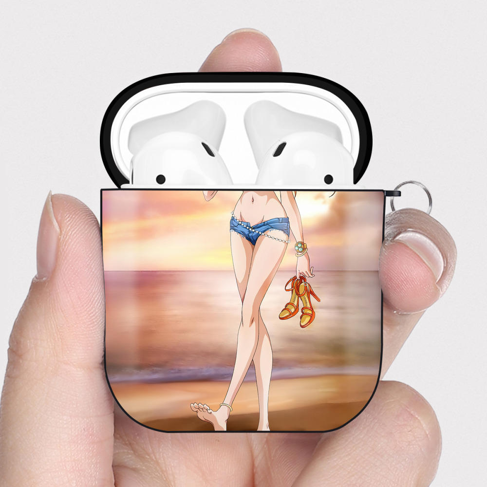 （画像用） ワンピース ONE PIECE AirPods 第2世代保護ケース ハードシェル ブラック 耐衝撃・防指紋・カラビナ付き
