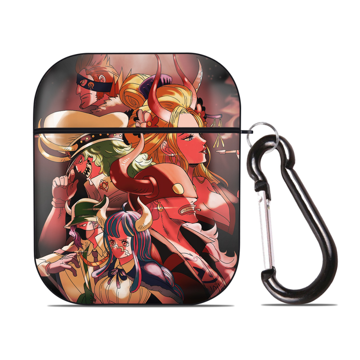 （画像用） ワンピース ONE PIECE AirPods 第2世代保護ケース ハードシェル ブラック 耐衝撃・防指紋・カラビナ付き