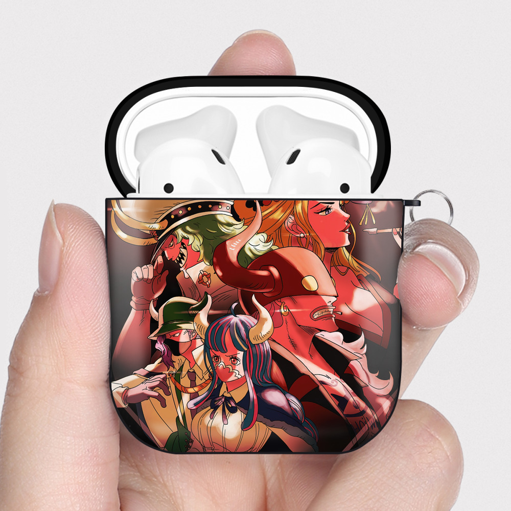 （画像用） ワンピース ONE PIECE AirPods 第2世代保護ケース ハードシェル ブラック 耐衝撃・防指紋・カラビナ付き