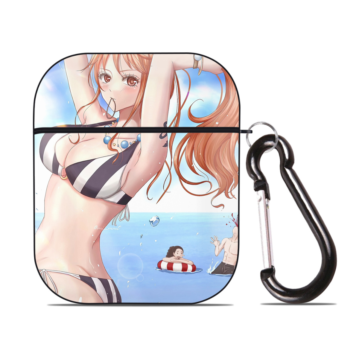 （画像用） ワンピース ONE PIECE AirPods 第2世代保護ケース ハードシェル ブラック 耐衝撃・防指紋・カラビナ付き