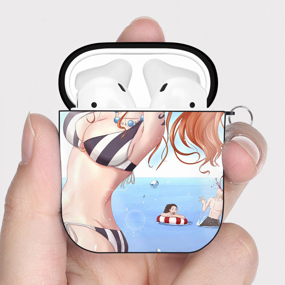（画像用） ワンピース ONE PIECE AirPods 第2世代保護ケース ハードシェル ブラック 耐衝撃・防指紋・カラビナ付き