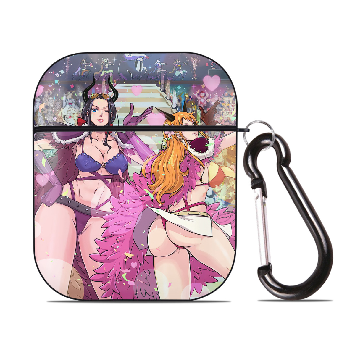 （画像用） ワンピース ONE PIECE AirPods 第2世代保護ケース ハードシェル ブラック 耐衝撃・防指紋・カラビナ付き