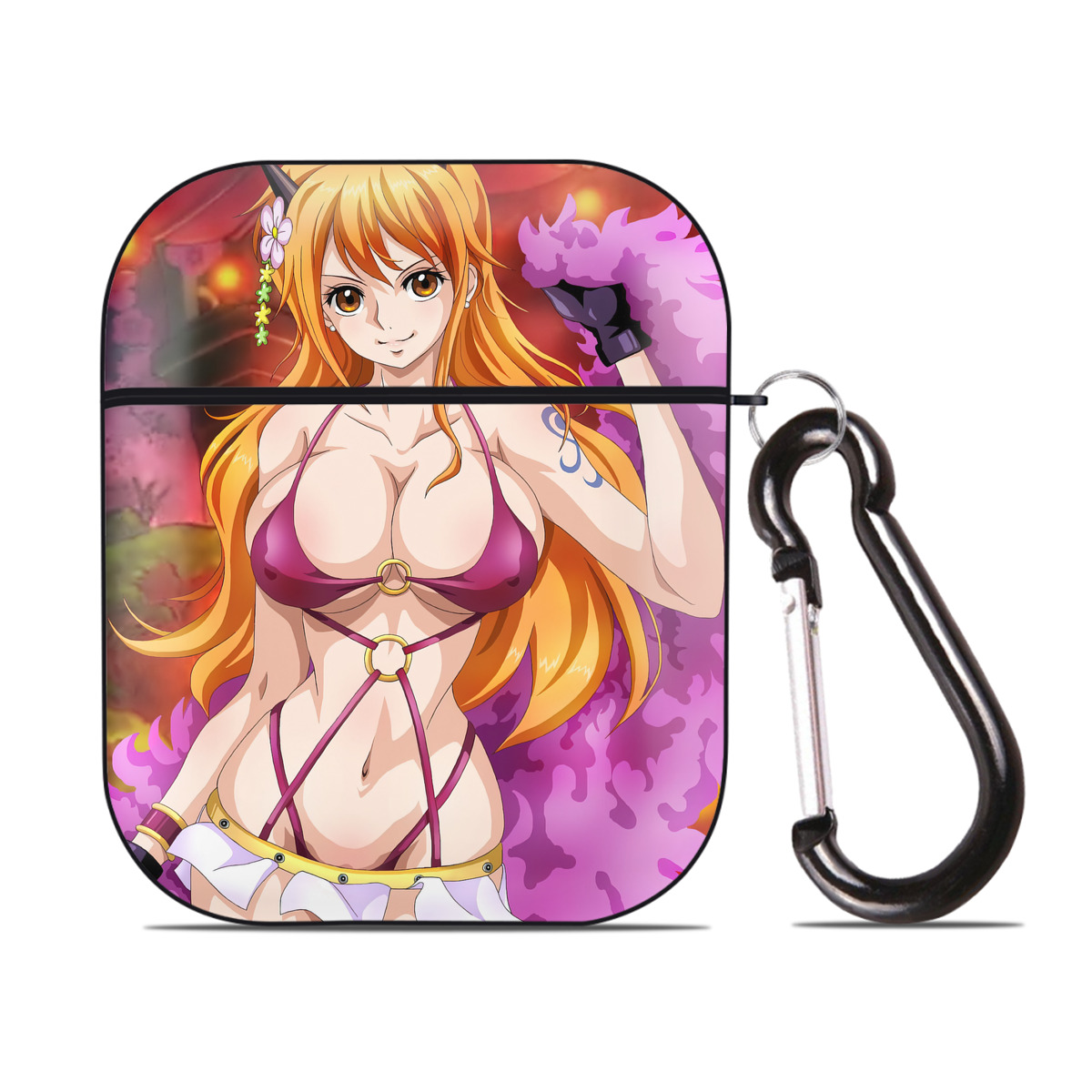 （画像用） ワンピース ONE PIECE AirPods 第2世代保護ケース ハードシェル ブラック 耐衝撃・防指紋・カラビナ付き