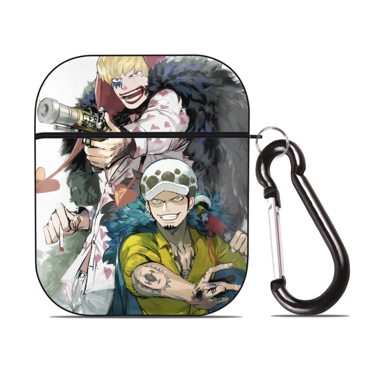（画像用） ワンピース ONE PIECE AirPods 第2世代保護ケース ハードシェル ブラック 耐衝撃・防指紋・カラビナ付き