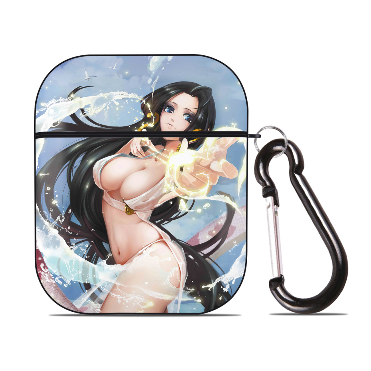 （画像用） ワンピース ONE PIECE AirPods 第2世代保護ケース ハードシェル ブラック 耐衝撃・防指紋・カラビナ付き