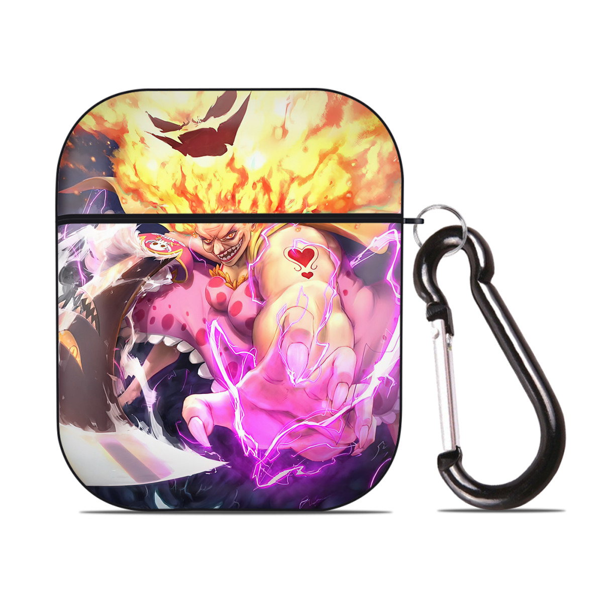（画像用） ワンピース ONE PIECE AirPods 第2世代保護ケース ハードシェル ブラック 耐衝撃・防指紋・カラビナ付き