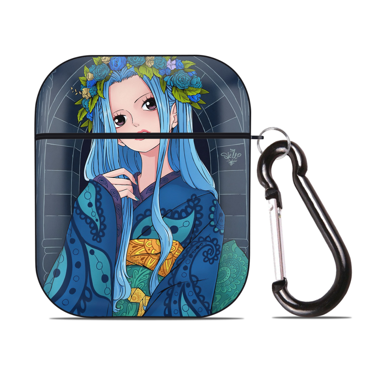 （画像用） ワンピース ONE PIECE AirPods 第2世代保護ケース ハードシェル ブラック 耐衝撃・防指紋・カラビナ付き