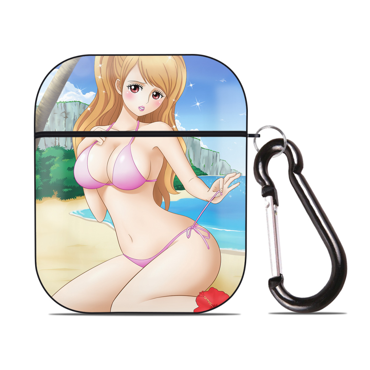（画像用） ワンピース ONE PIECE AirPods 第2世代保護ケース ハードシェル ブラック 耐衝撃・防指紋・カラビナ付き