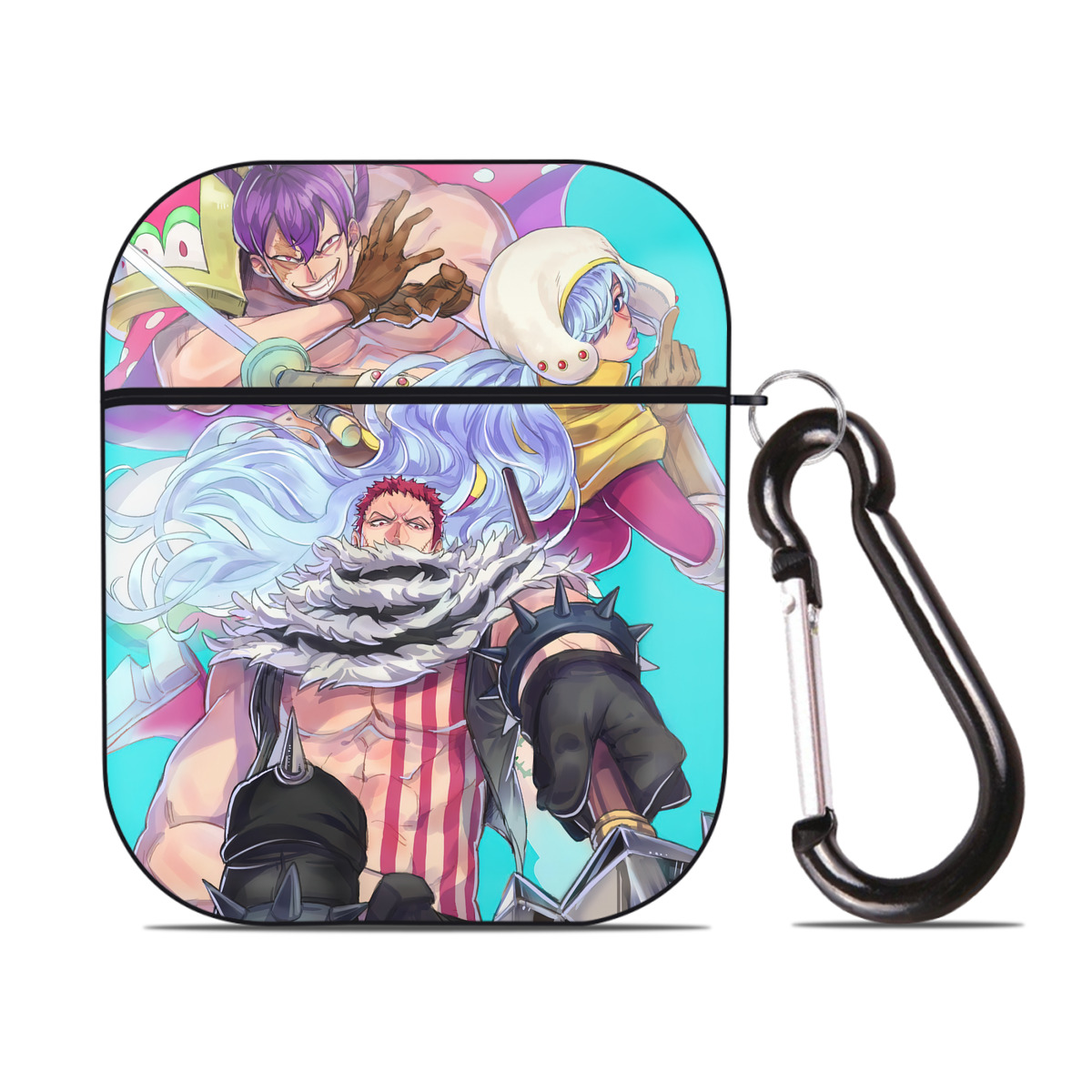 （画像用） ワンピース ONE PIECE AirPods 第2世代保護ケース ハードシェル ブラック 耐衝撃・防指紋・カラビナ付き