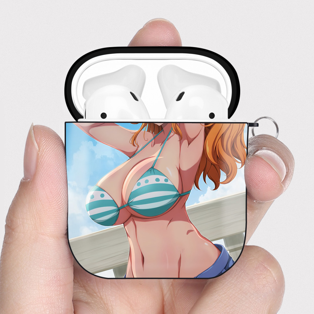 （画像用） ワンピース ONE PIECE AirPods 第2世代保護ケース ハードシェル ブラック 耐衝撃・防指紋・カラビナ付き