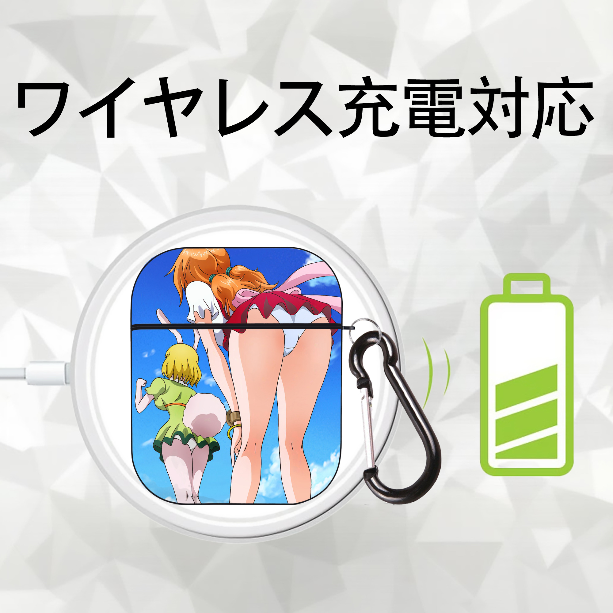 ワンピース ONE PIECE AirPods 第2世代保護ケース ハードシェル ブラック 耐衝撃・防指紋・カラビナ付き