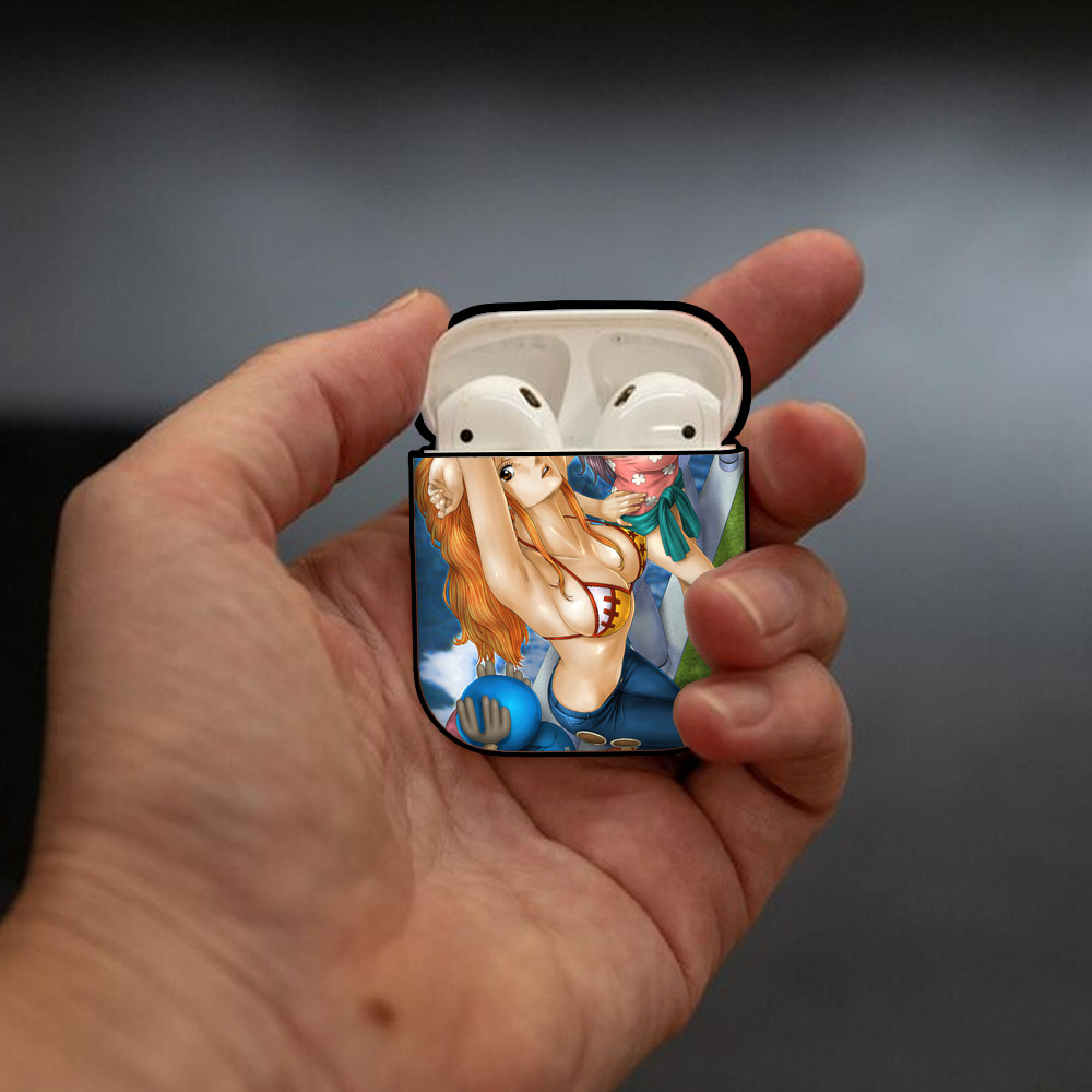 ワンピース ONE PIECE AirPods 第2世代保護ケース ハードシェル ブラック 耐衝撃・防指紋・カラビナ付き