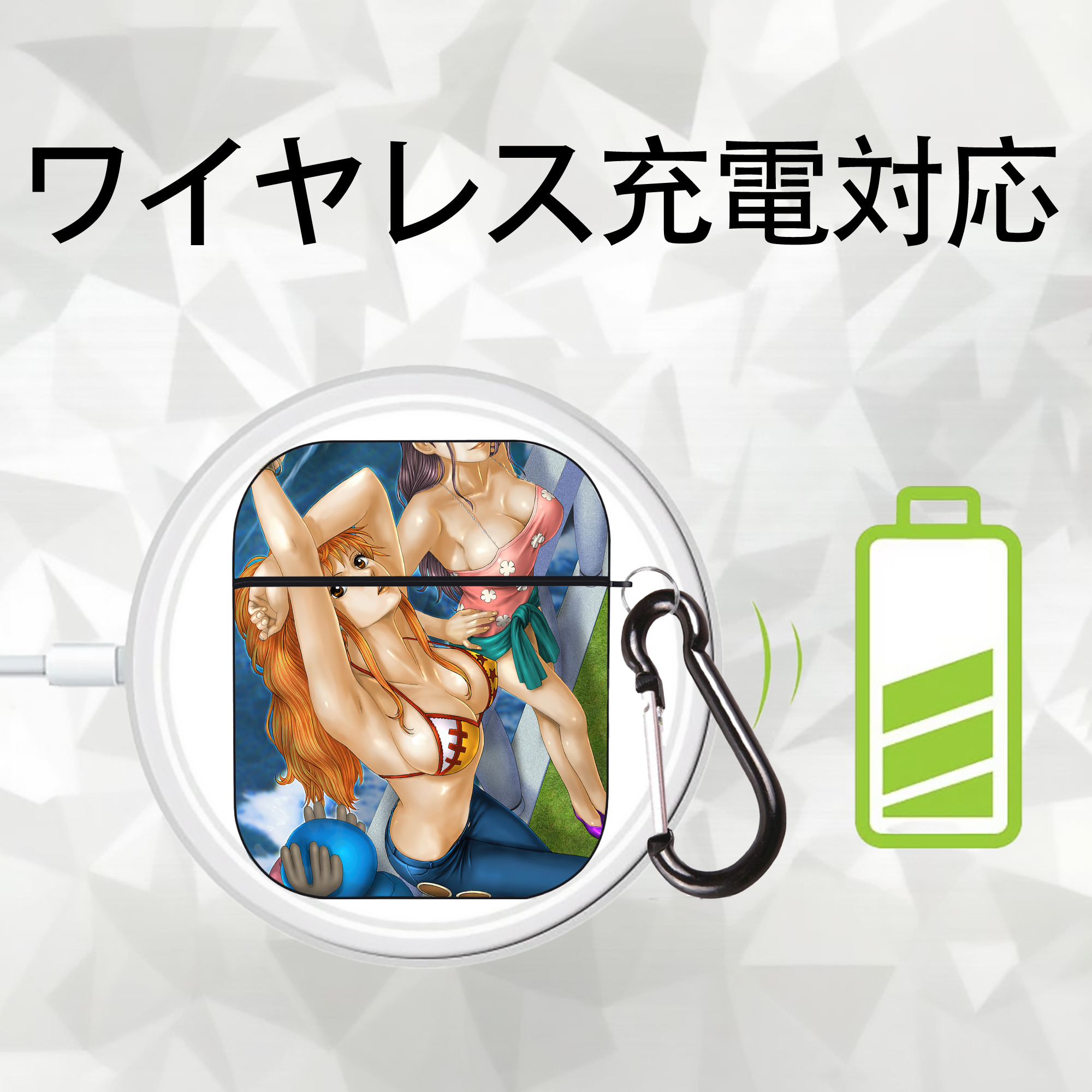 ワンピース ONE PIECE AirPods 第2世代保護ケース ハードシェル ブラック 耐衝撃・防指紋・カラビナ付き