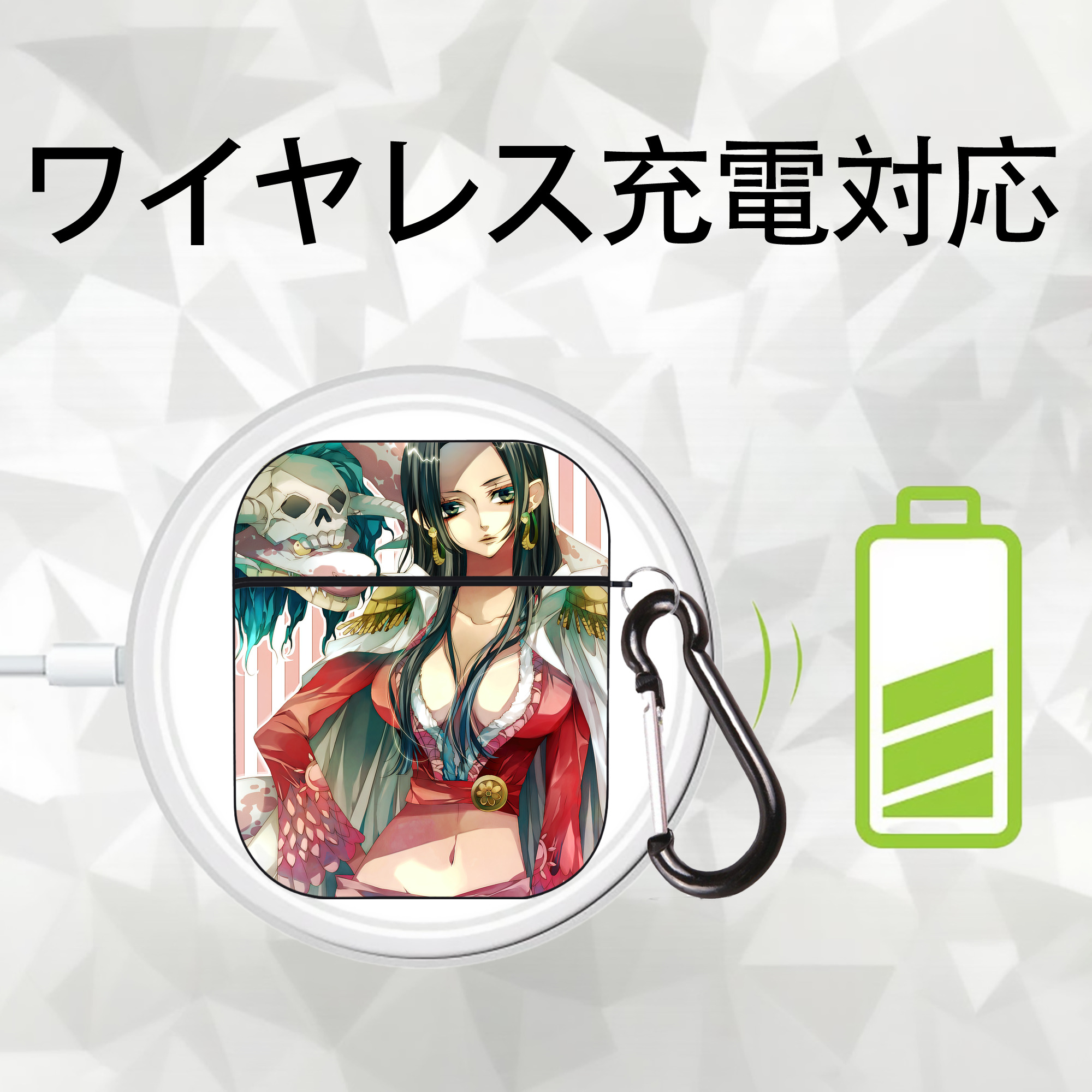 ワンピース ONE PIECE AirPods 第2世代保護ケース ハードシェル ブラック 耐衝撃・防指紋・カラビナ付き