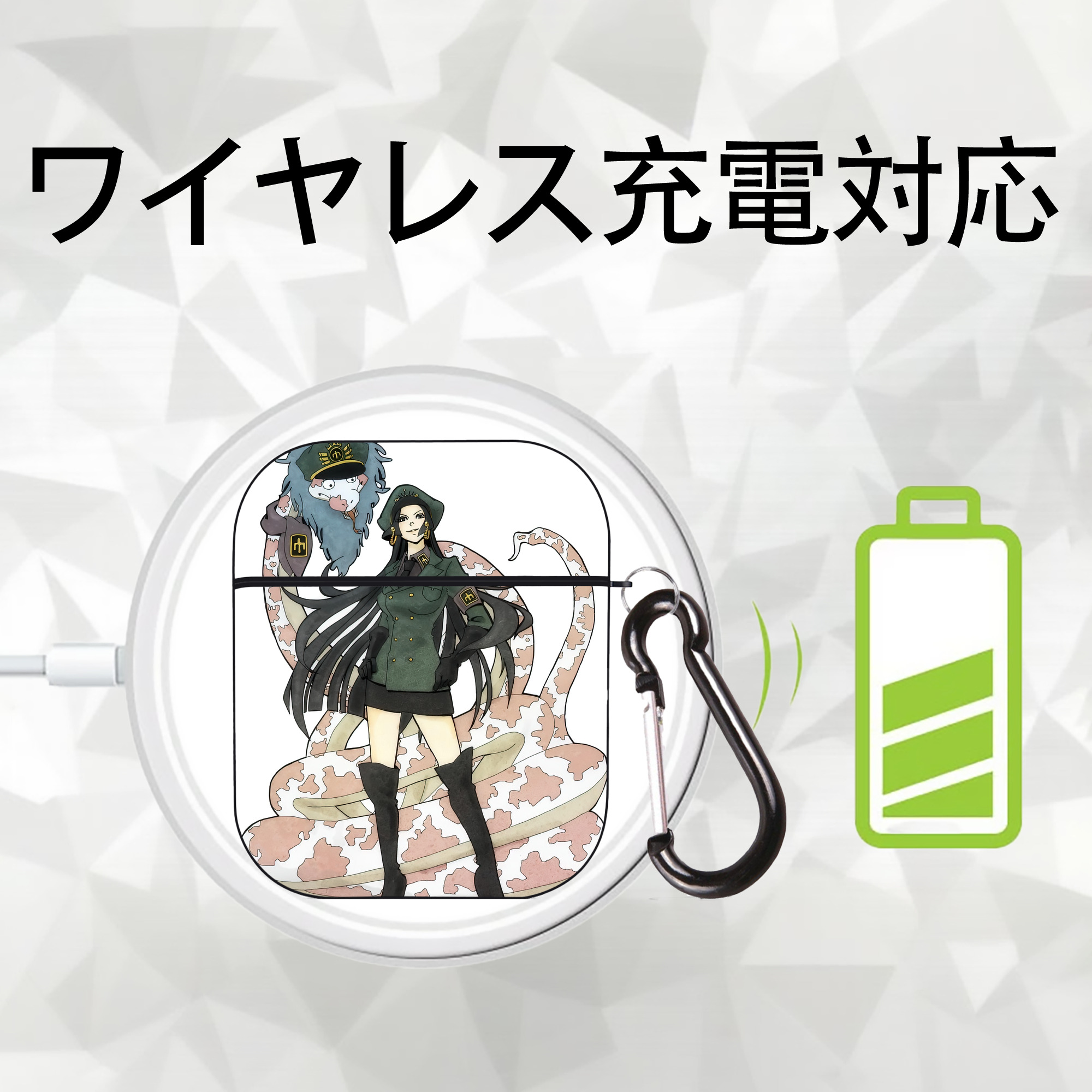 ワンピース ONE PIECE AirPods 第2世代保護ケース ハードシェル ブラック 耐衝撃・防指紋・カラビナ付き