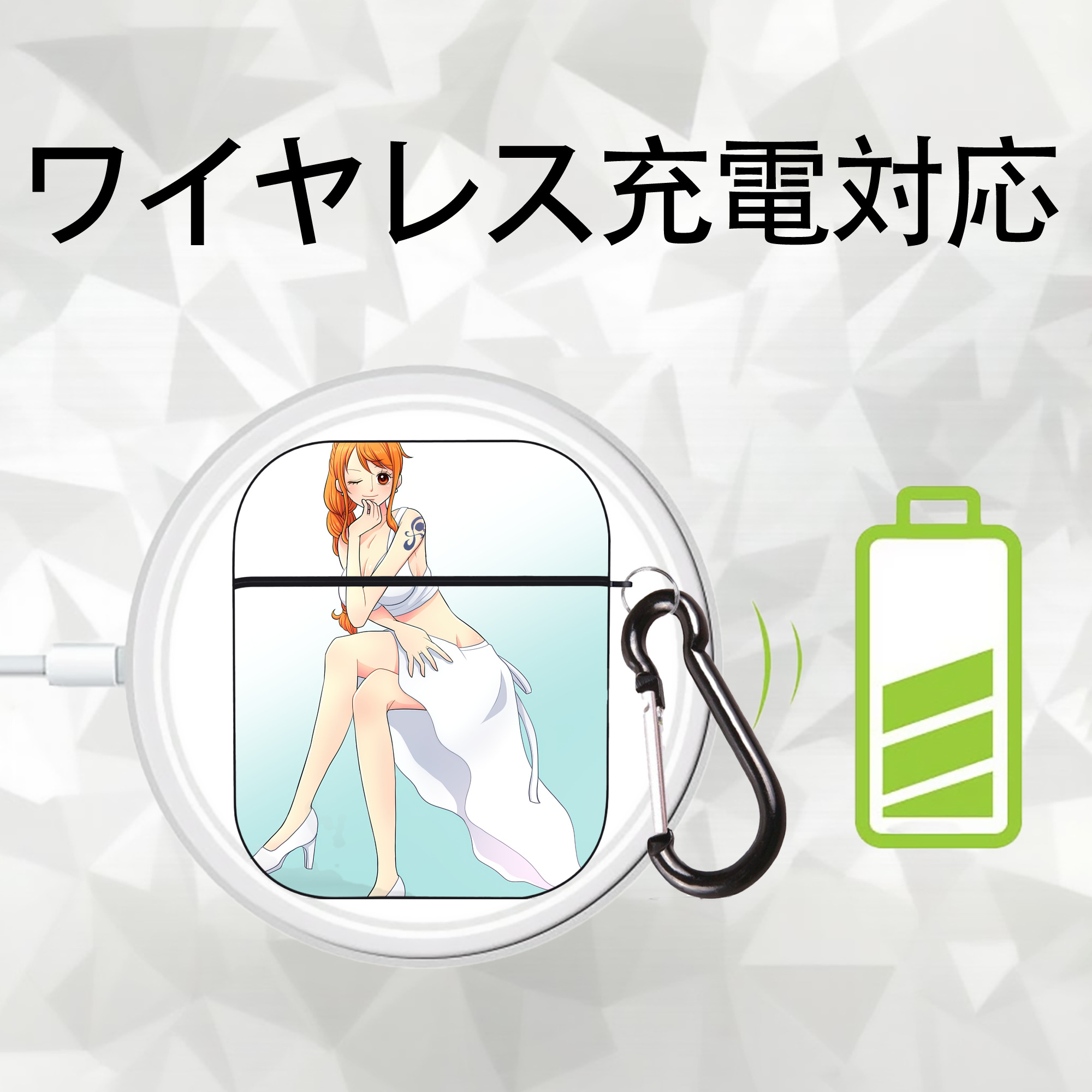 ワンピース ONE PIECE AirPods 第2世代保護ケース ハードシェル ブラック 耐衝撃・防指紋・カラビナ付き