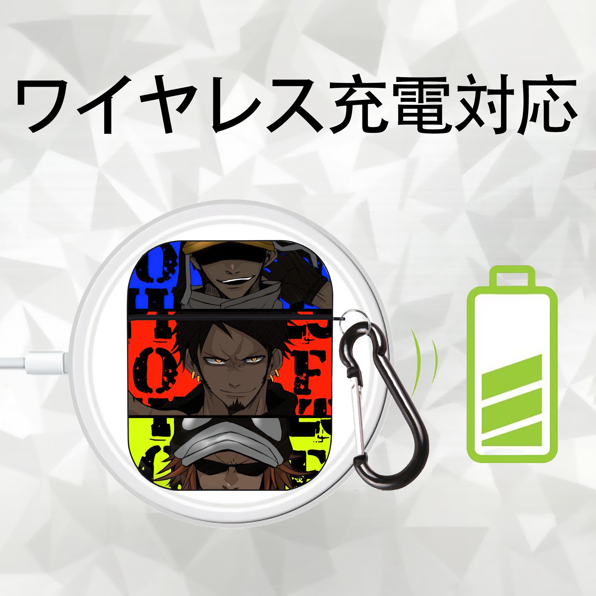 ワンピース ONE PIECE AirPods 第2世代保護ケース ハードシェル ブラック 耐衝撃・防指紋・カラビナ付き