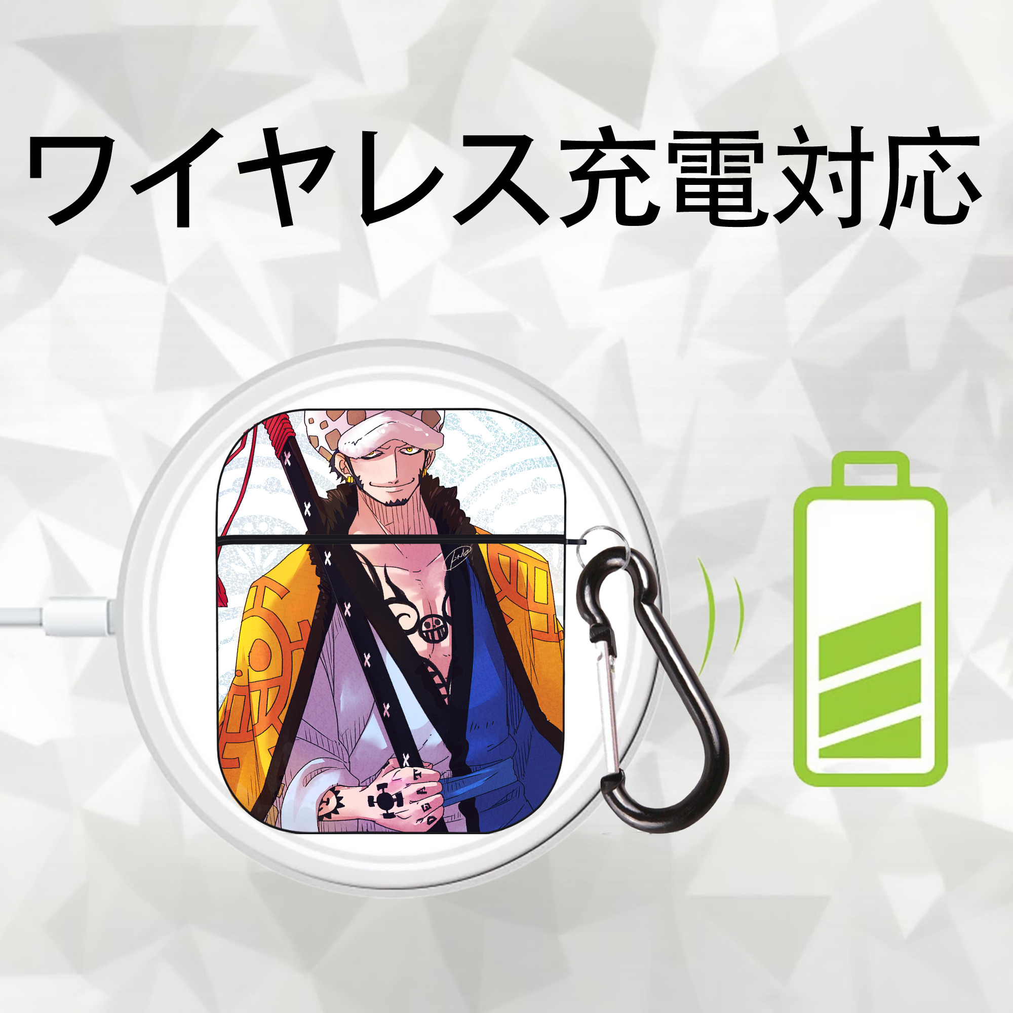 ワンピース ONE PIECE AirPods 第2世代保護ケース ハードシェル ブラック 耐衝撃・防指紋・カラビナ付き