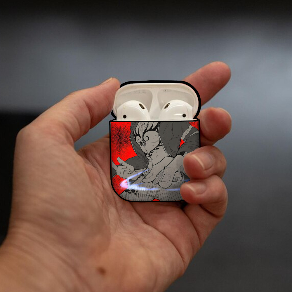 ワンピース ONE PIECE AirPods 第2世代保護ケース ハードシェル ブラック 耐衝撃・防指紋・カラビナ付き