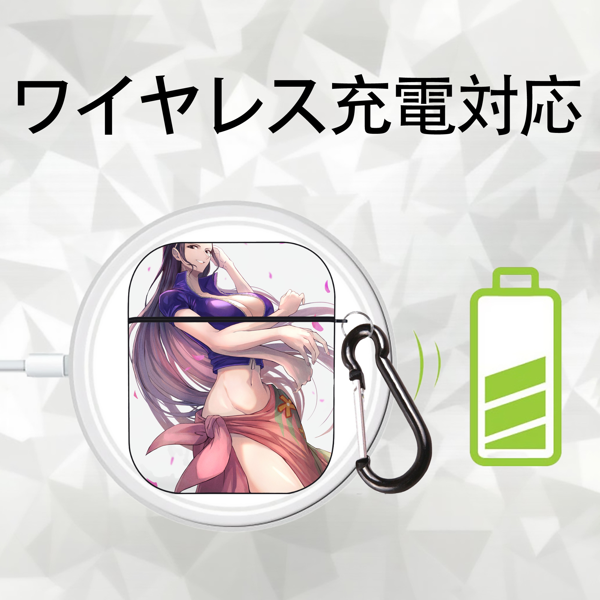 ワンピース ONE PIECE AirPods 第2世代保護ケース ハードシェル ブラック 耐衝撃・防指紋・カラビナ付き