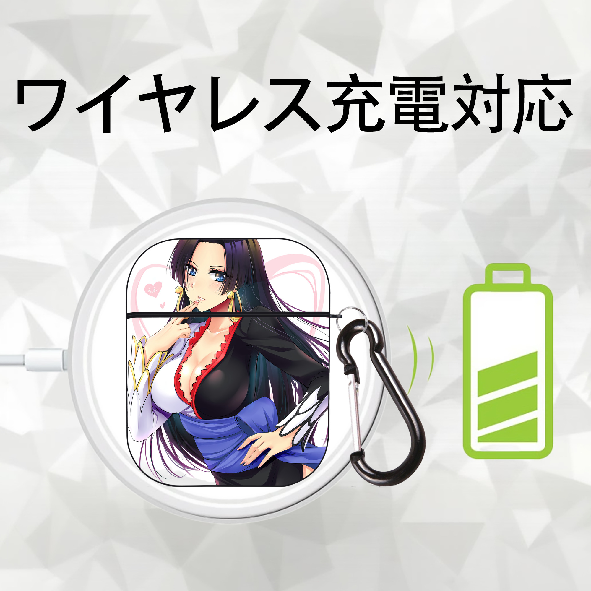 ワンピース ONE PIECE AirPods 第2世代保護ケース ハードシェル ブラック 耐衝撃・防指紋・カラビナ付き