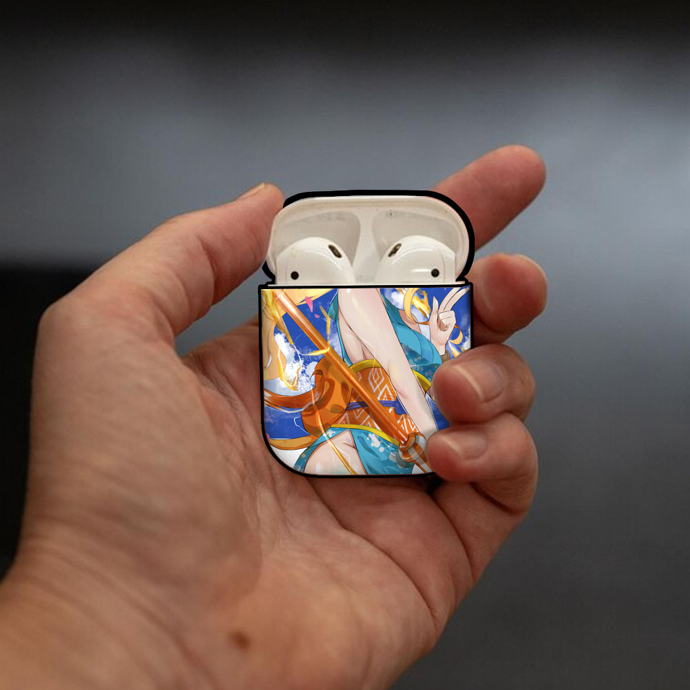 ワンピース ONE PIECE AirPods 第2世代保護ケース ハードシェル ブラック 耐衝撃・防指紋・カラビナ付き