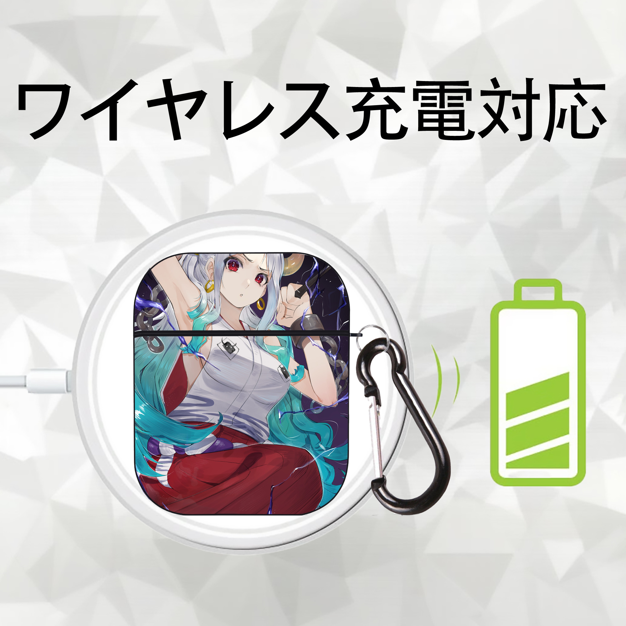 ワンピース ONE PIECE AirPods 第2世代保護ケース ハードシェル ブラック 耐衝撃・防指紋・カラビナ付き