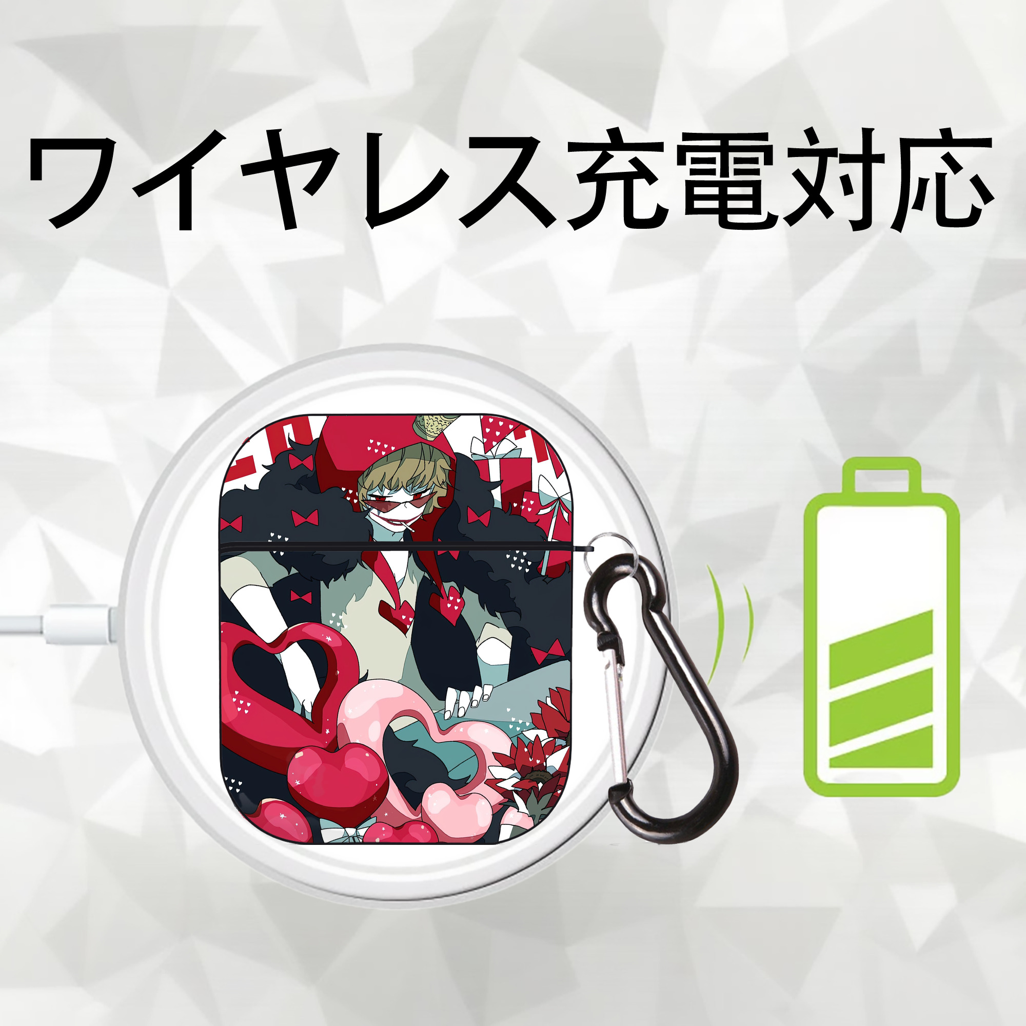 ワンピース ONE PIECE AirPods 第2世代保護ケース ハードシェル ブラック 耐衝撃・防指紋・カラビナ付き