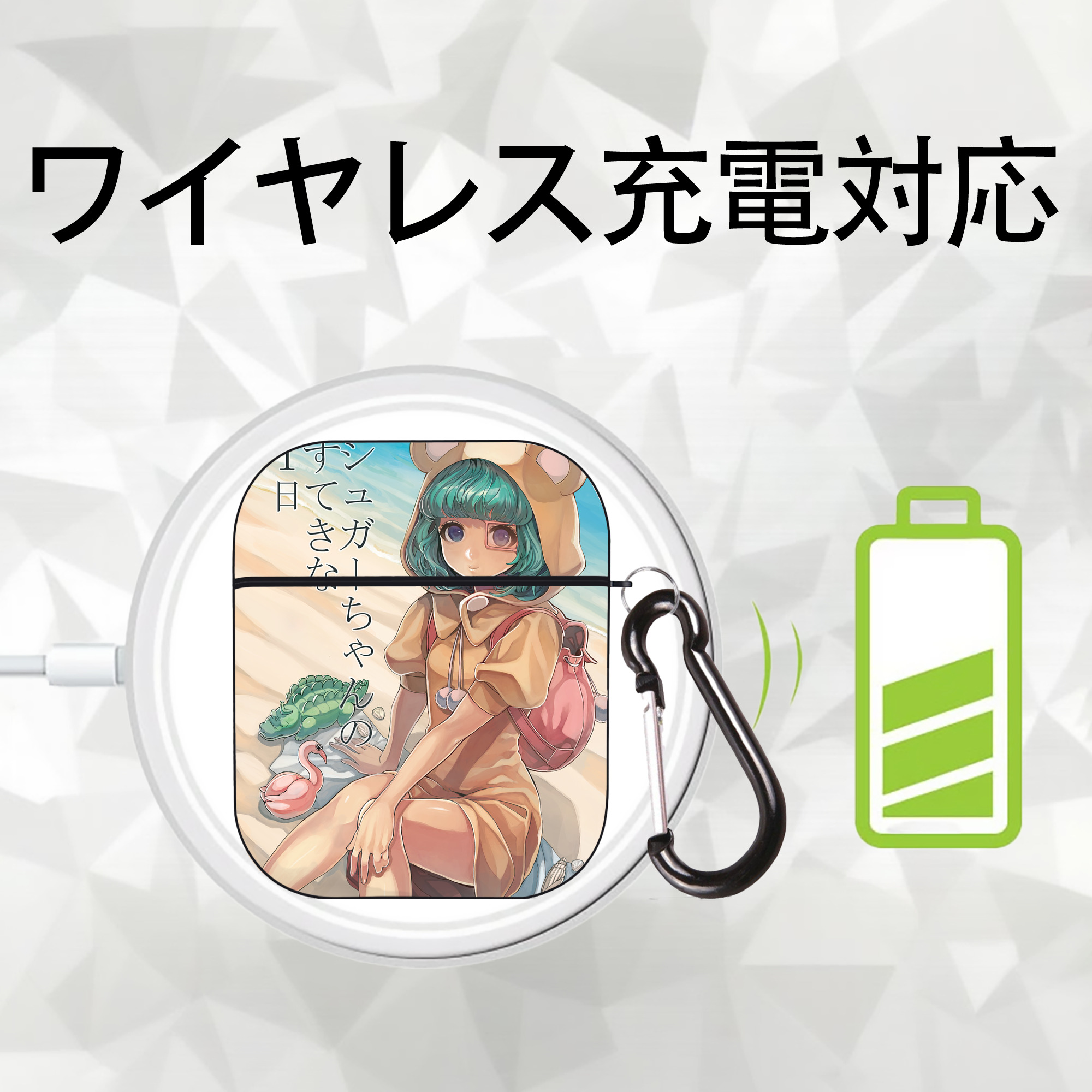 ワンピース ONE PIECE AirPods 第2世代保護ケース ハードシェル ブラック 耐衝撃・防指紋・カラビナ付き