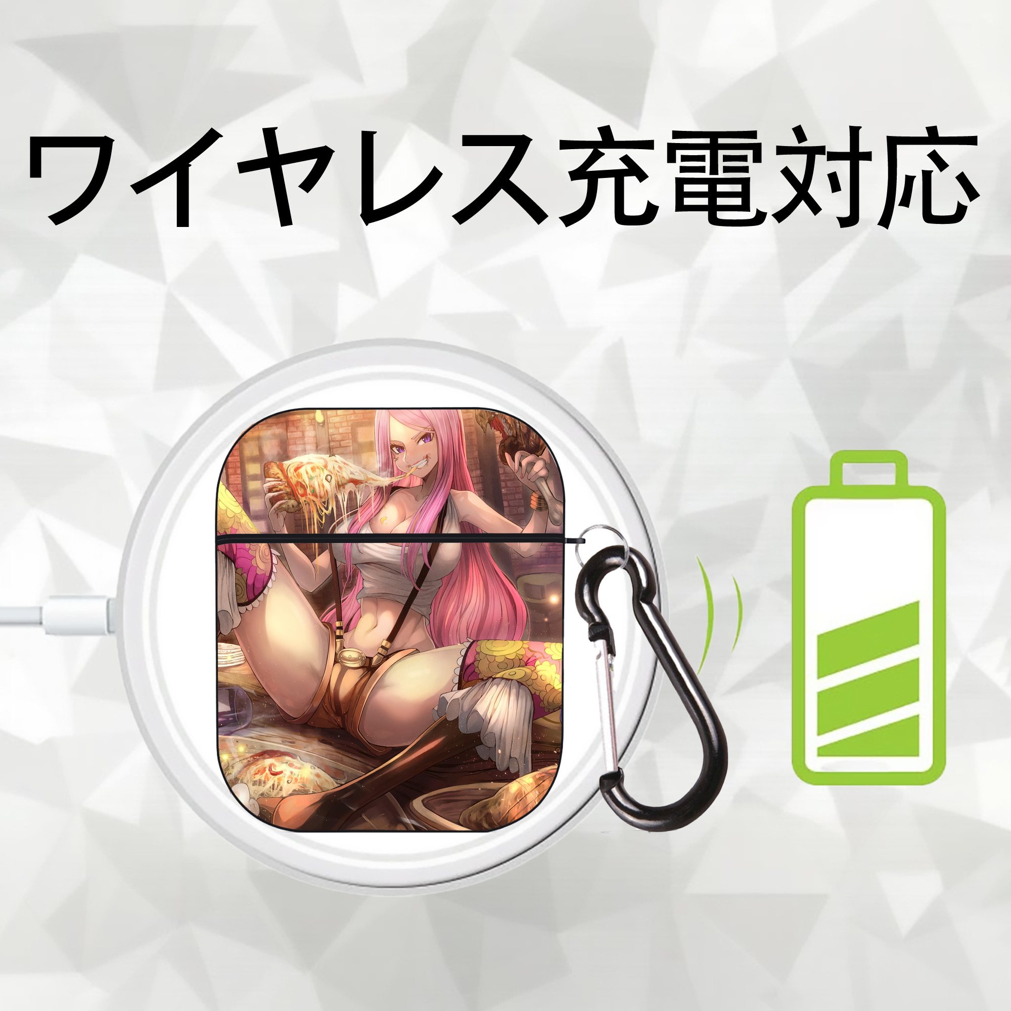 ワンピース ONE PIECE AirPods 第2世代保護ケース ハードシェル ブラック 耐衝撃・防指紋・カラビナ付き