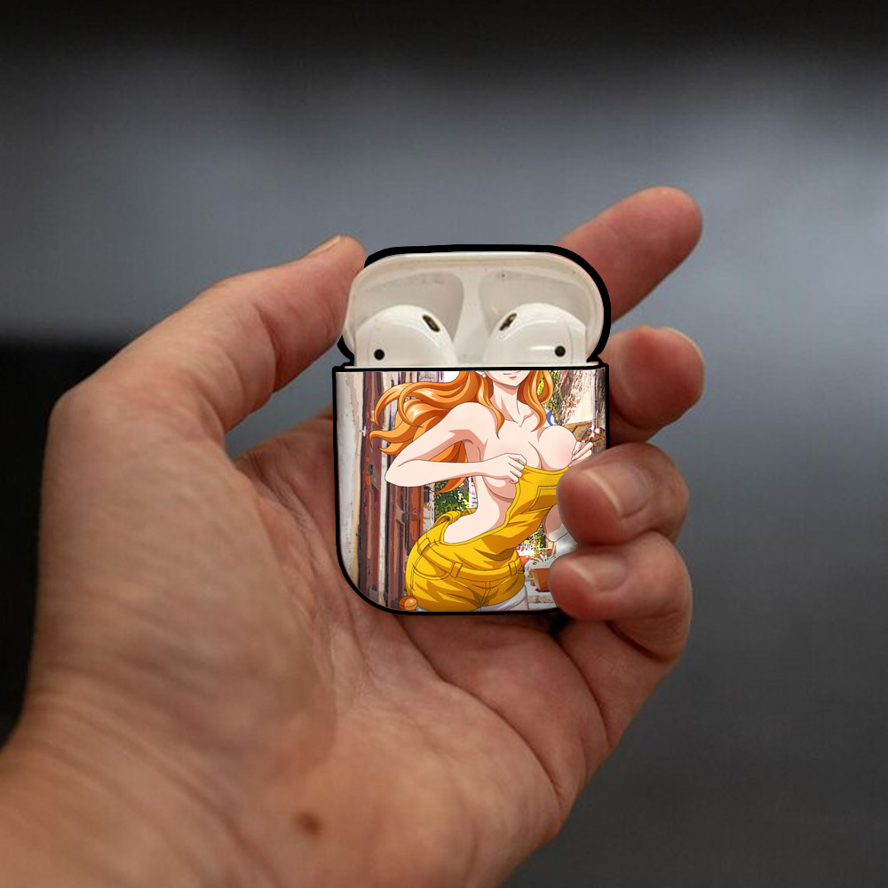 ワンピース ONE PIECE AirPods 第2世代保護ケース ハードシェル ブラック 耐衝撃・防指紋・カラビナ付き
