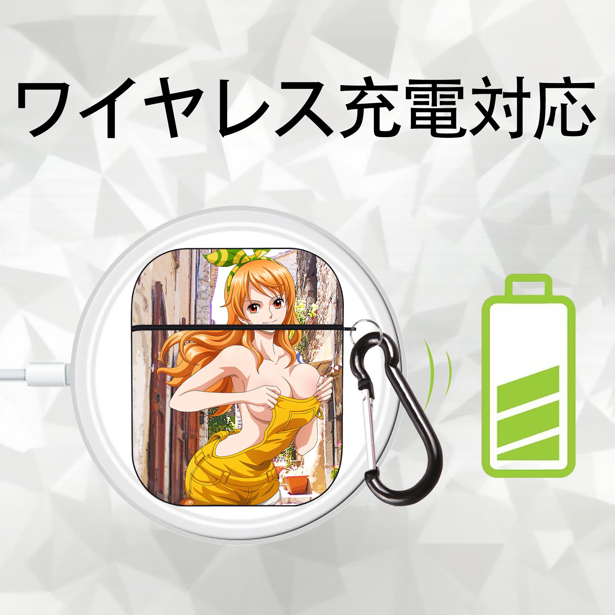 ワンピース ONE PIECE AirPods 第2世代保護ケース ハードシェル ブラック 耐衝撃・防指紋・カラビナ付き