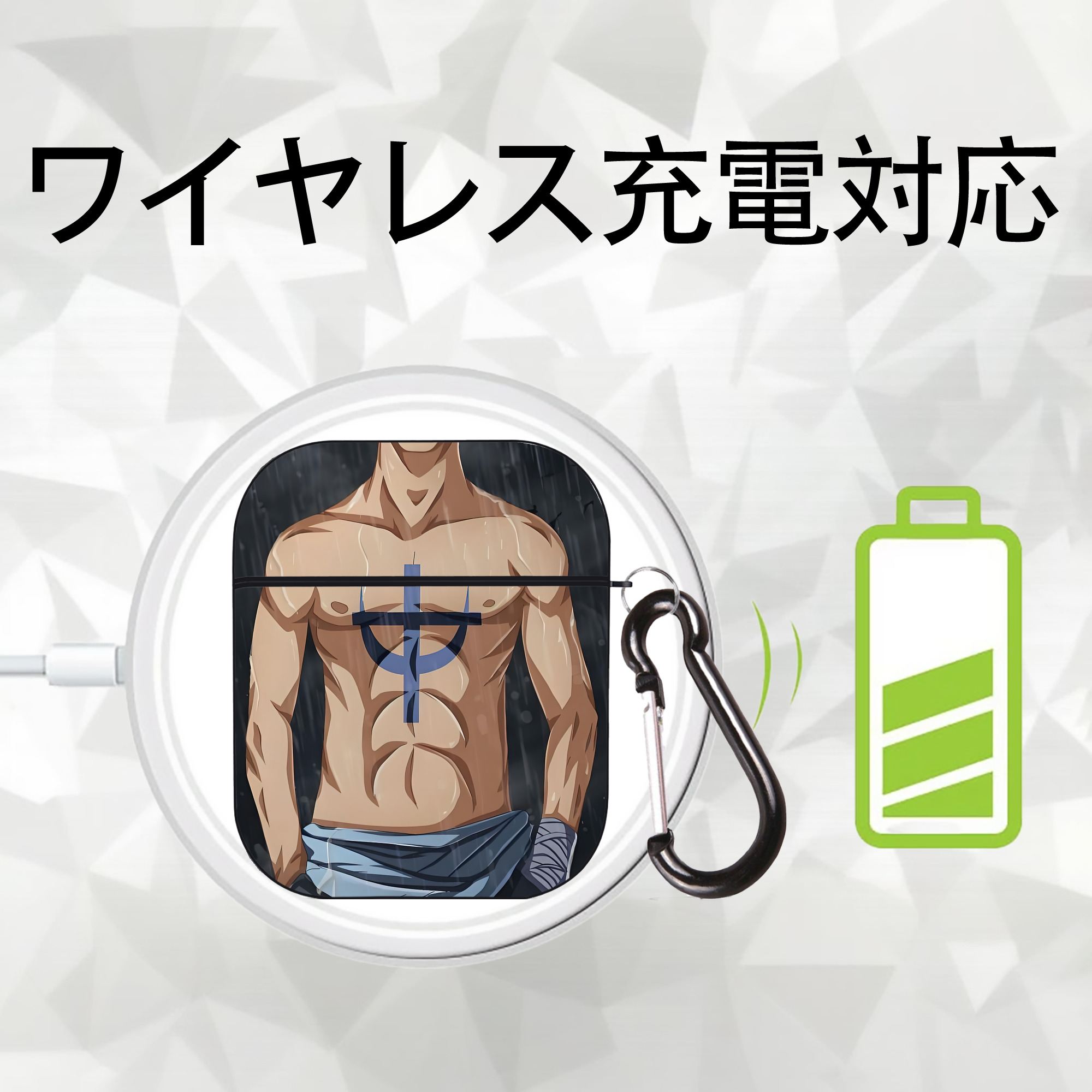 ワンピース ONE PIECE AirPods 第2世代保護ケース ハードシェル ブラック 耐衝撃・防指紋・カラビナ付き