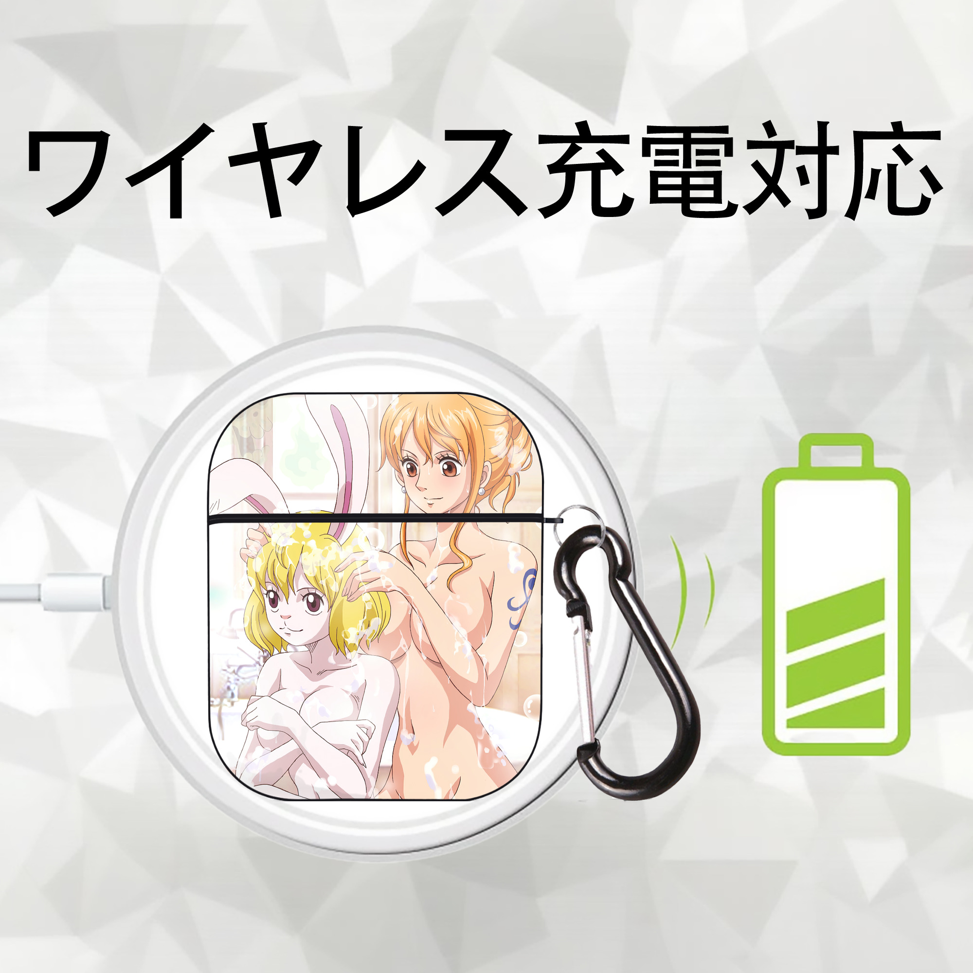 ワンピース ONE PIECE AirPods 第2世代保護ケース ハードシェル ブラック 耐衝撃・防指紋・カラビナ付き