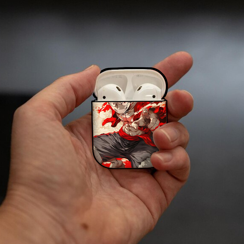 ワンピース ONE PIECE AirPods 第2世代保護ケース ハードシェル ブラック 耐衝撃・防指紋・カラビナ付き