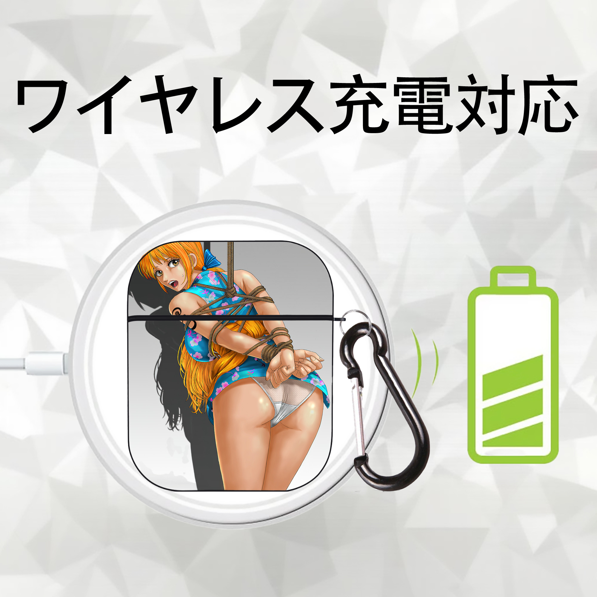 ワンピース ONE PIECE AirPods 第2世代保護ケース ハードシェル ブラック 耐衝撃・防指紋・カラビナ付き