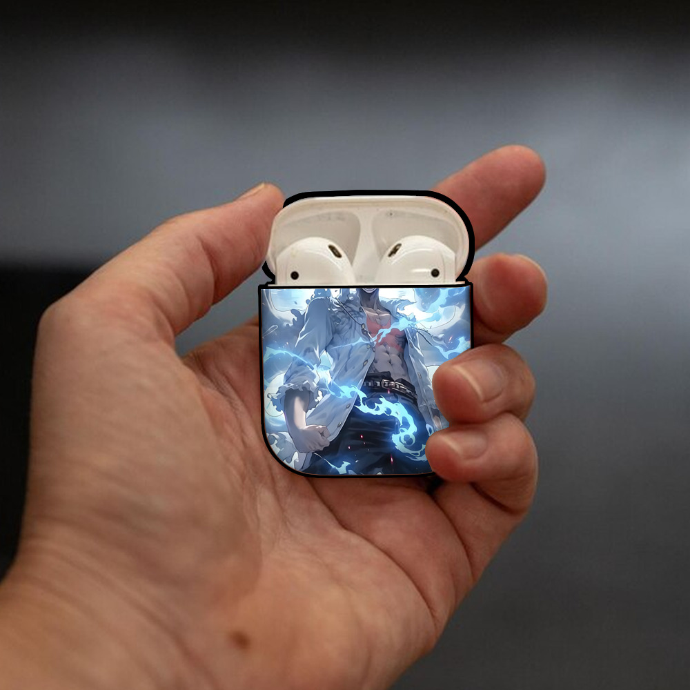 ワンピース ONE PIECE AirPods 第2世代保護ケース ハードシェル ブラック 耐衝撃・防指紋・カラビナ付き