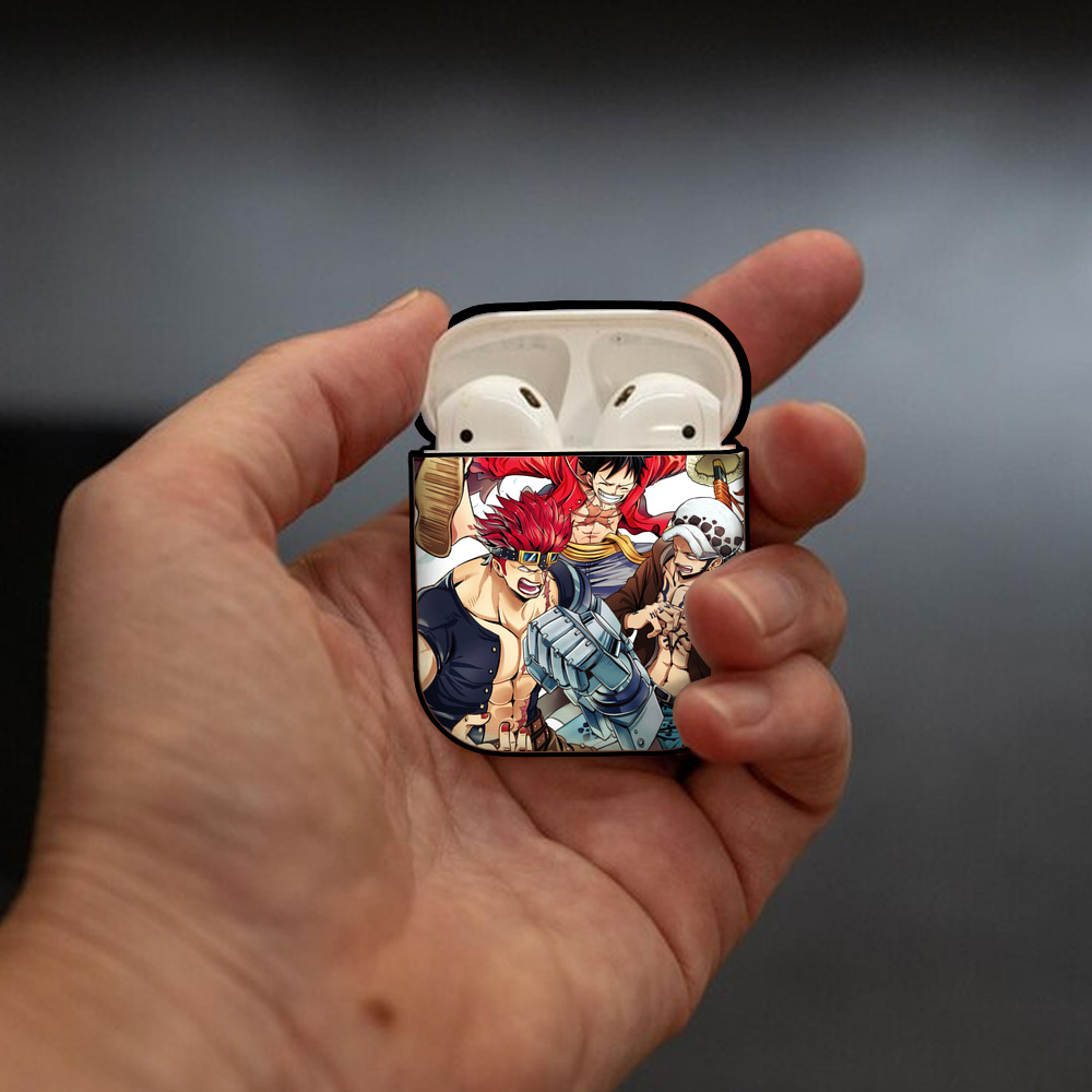 ワンピース ONE PIECE AirPods 第2世代保護ケース ハードシェル ブラック 耐衝撃・防指紋・カラビナ付き