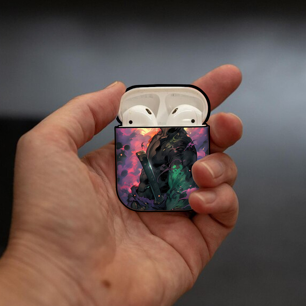 ワンピース ONE PIECE AirPods 第2世代保護ケース ハードシェル ブラック 耐衝撃・防指紋・カラビナ付き