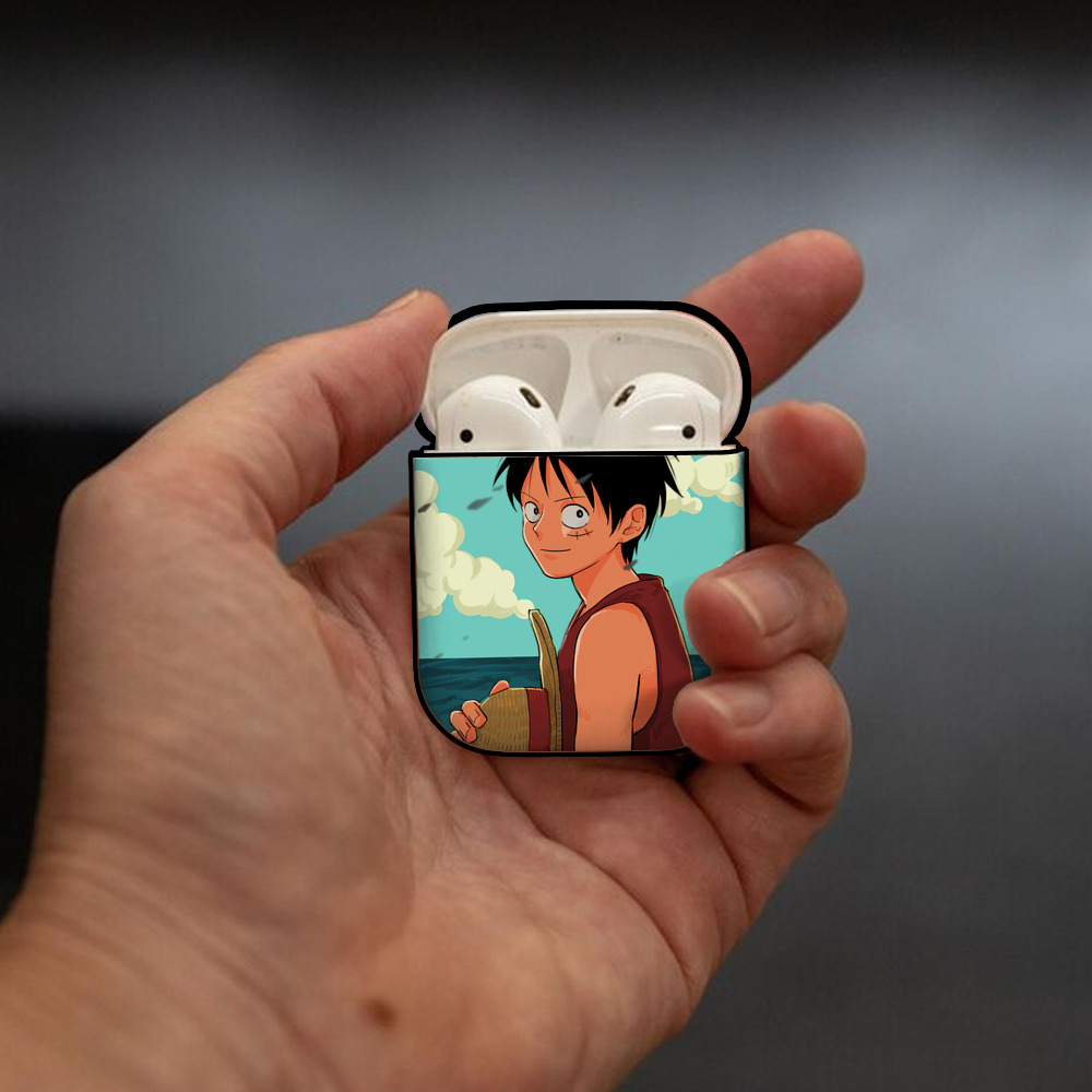 ワンピース ONE PIECE AirPods 第2世代保護ケース ハードシェル ブラック 耐衝撃・防指紋・カラビナ付き