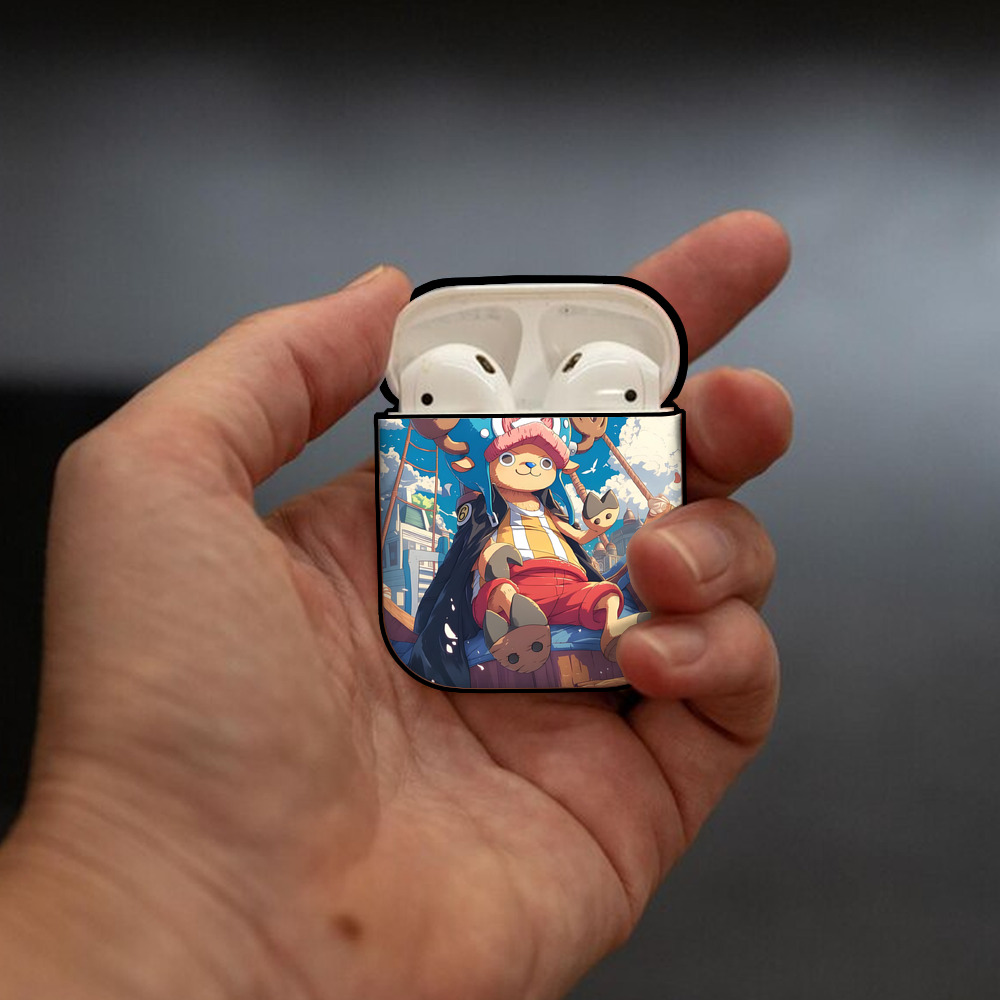 ワンピース ONE PIECE AirPods 第2世代保護ケース ハードシェル ブラック 耐衝撃・防指紋・カラビナ付き