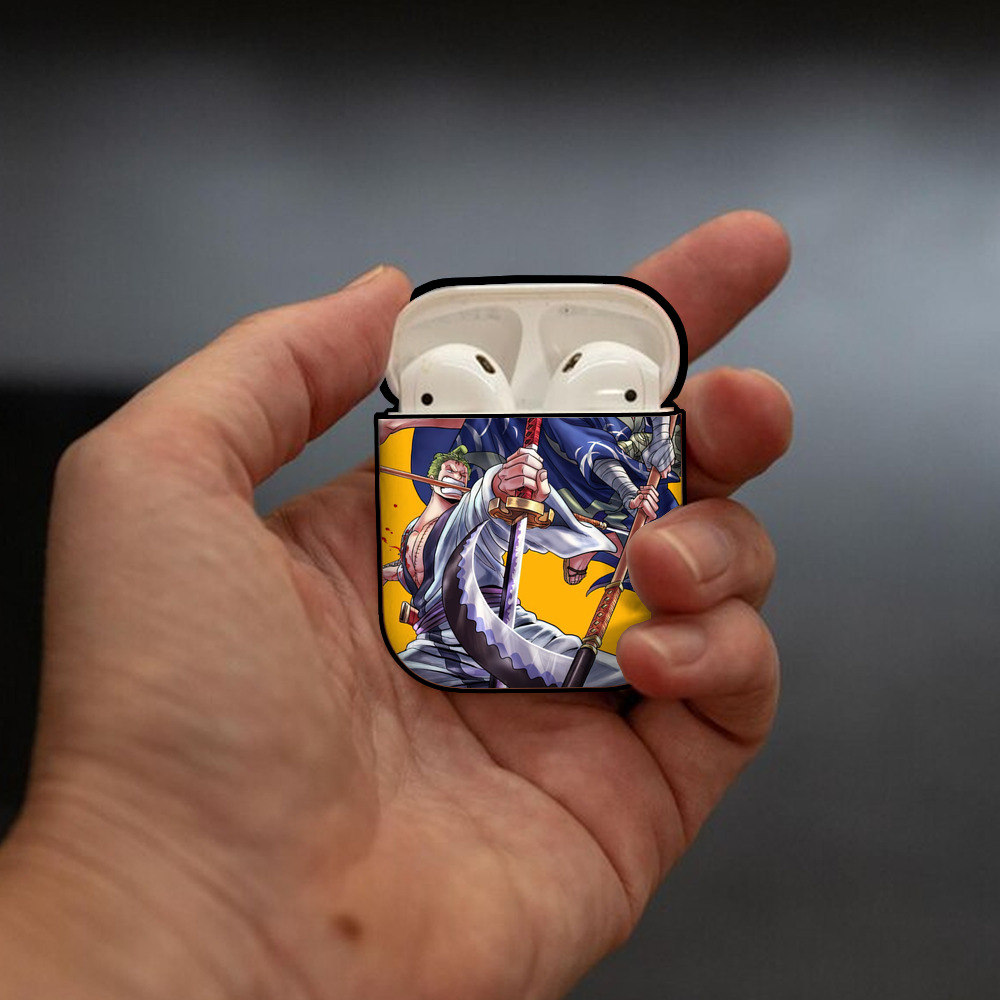 ワンピース ONE PIECE AirPods 第2世代保護ケース ハードシェル ブラック 耐衝撃・防指紋・カラビナ付き