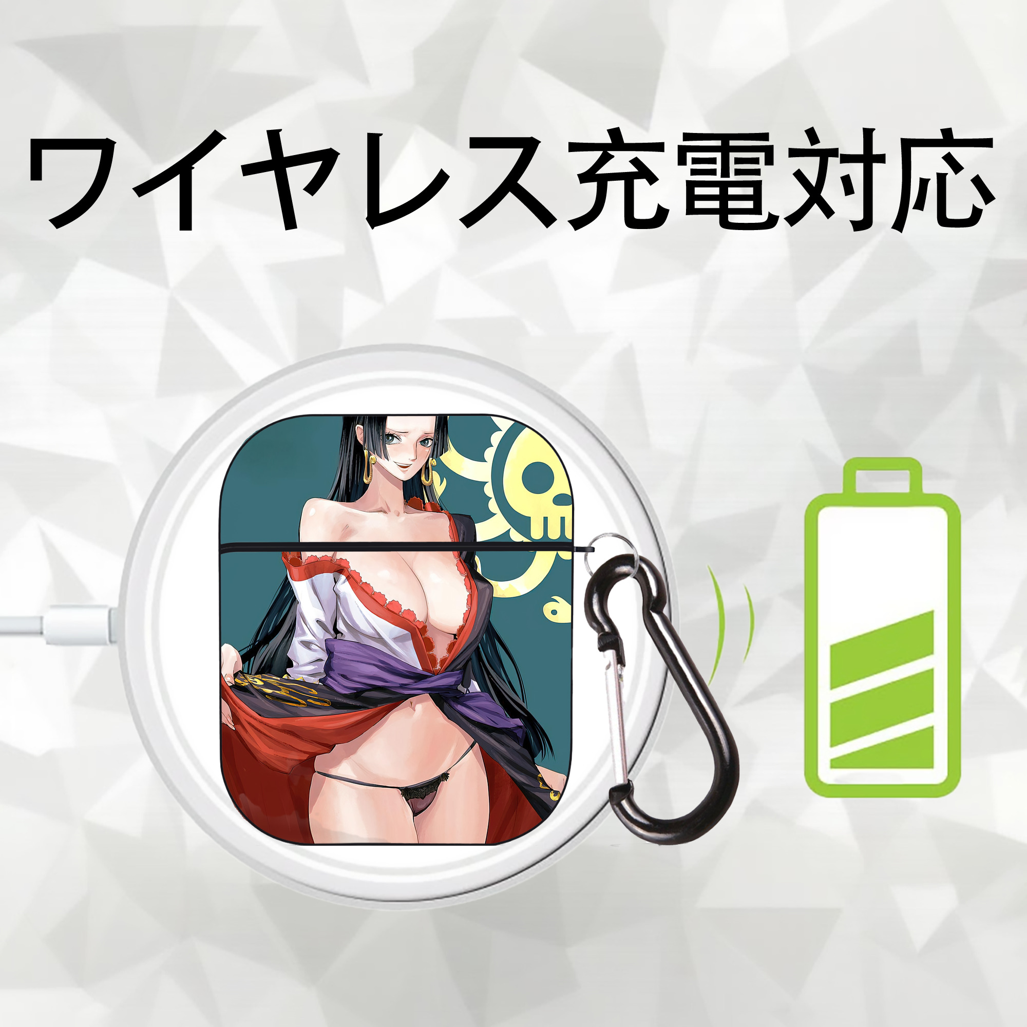 ワンピース ONE PIECE AirPods 第2世代保護ケース ハードシェル ブラック 耐衝撃・防指紋・カラビナ付き