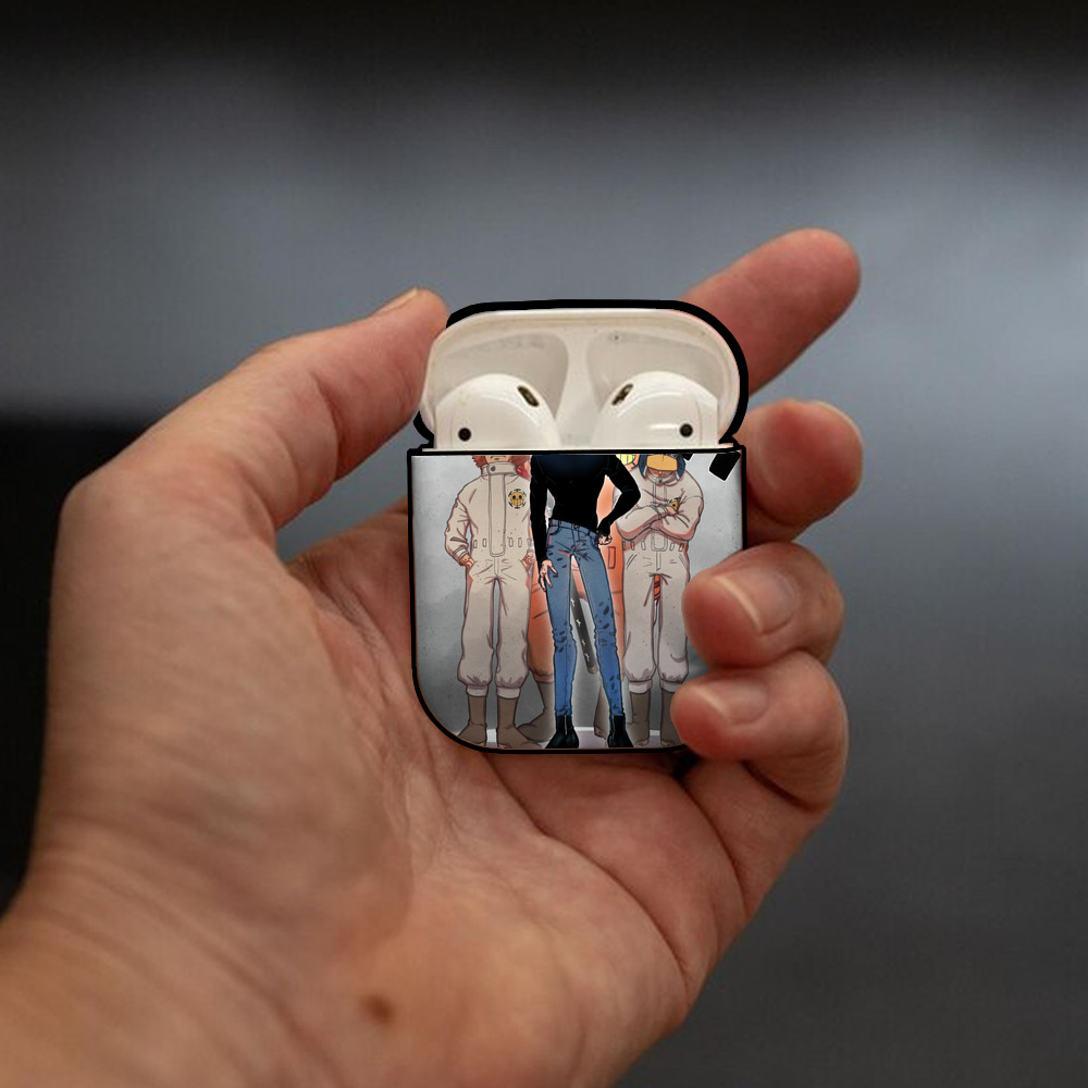 ワンピース ONE PIECE AirPods 第2世代保護ケース ハードシェル ブラック 耐衝撃・防指紋・カラビナ付き